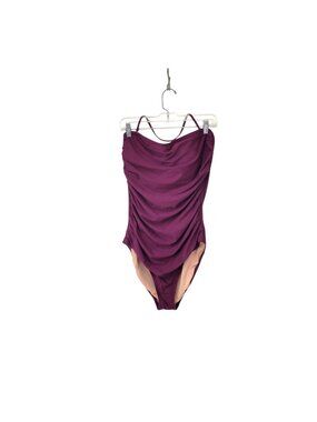 J.Crew Re-Imagined  Purple Ruched One-Piece Swimsuit Size 14 Recycled Materials